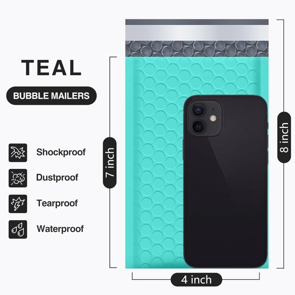 🔥12 pack of 6x10" PADDED Bubble Mailers TEAL COLORED Shipping Mailing Envelopes - Picture 6 of 8